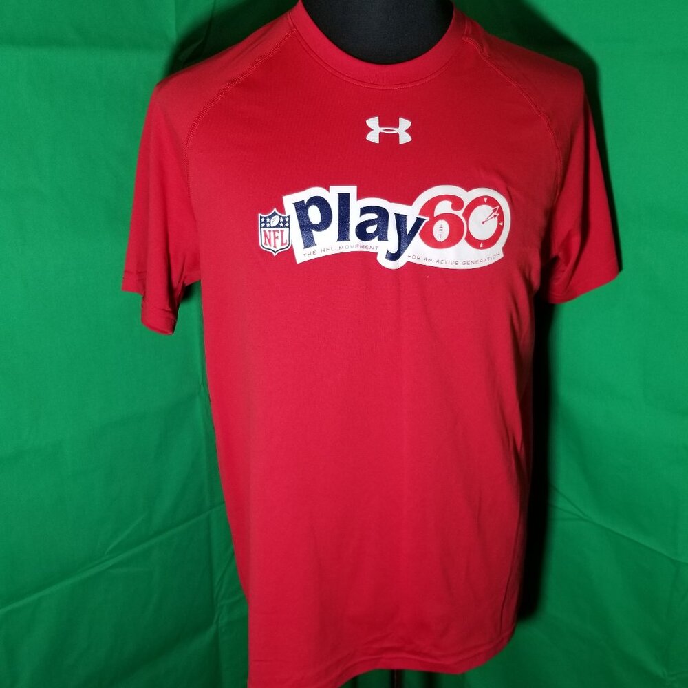 Under Armour Loose Heatgear Mens Size Medium Short Sleeve Shirt RED Superbowl